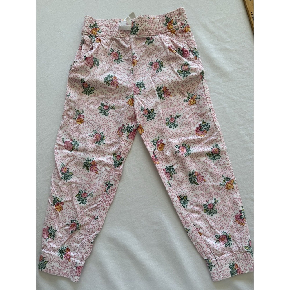 Janie and Jack Girls Pink Floral Pull On Jogger Pants Size 5
